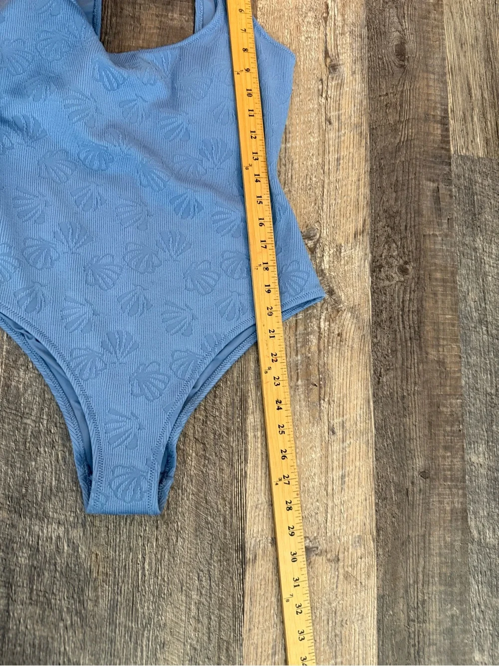 Aerie Cheeky One Piece Swimsuit Blue Textured Scoop Neck Size Large